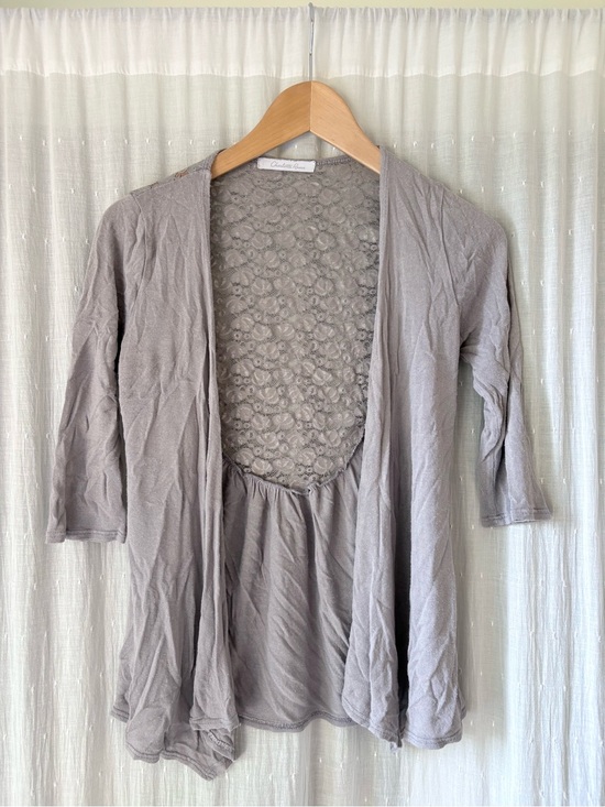 Charlotte Russe Other - Y2K Charlotte Russe Gray Open-Front Lace-Back Cardigan